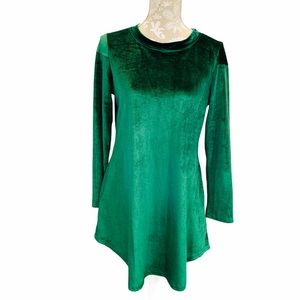 Green Velvet Long Sleeve Swing Dress SMALL